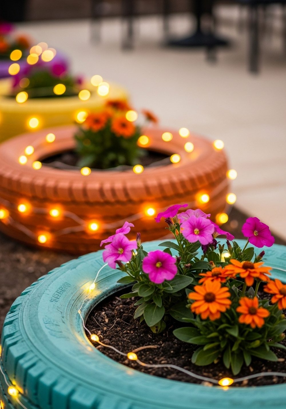 Glow-Up Tires With Solar Fairy Lights