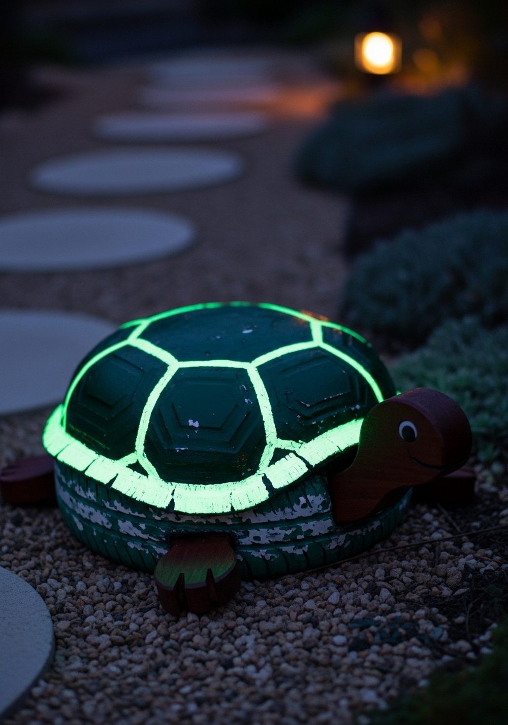 Glow-in-the-Dark Pathway Tire Turtle