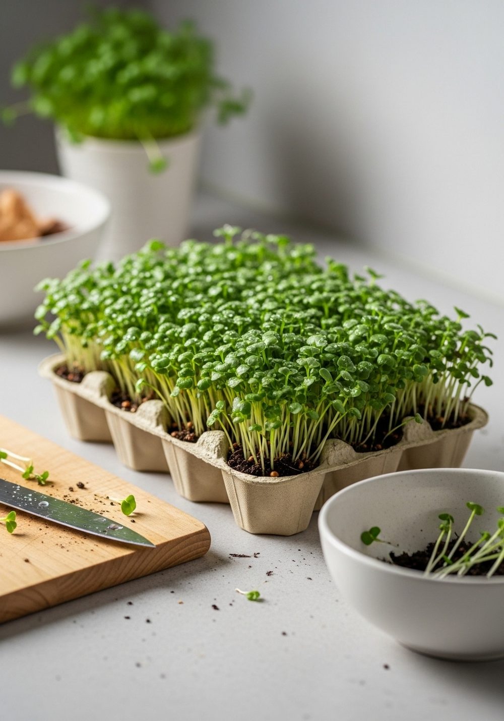 Grow Microgreens In Egg Cartons On The Counter