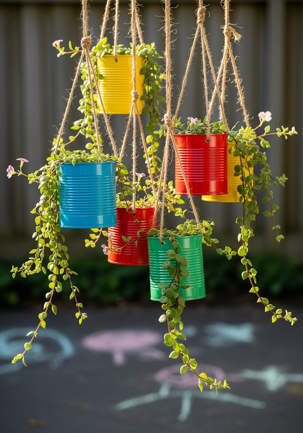 Hanging Tin Can Flower Pot Mobile