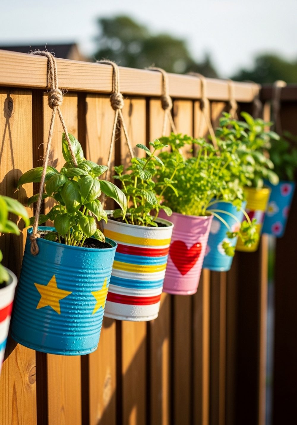 Hanging Tin Can Herb Garden For Kids