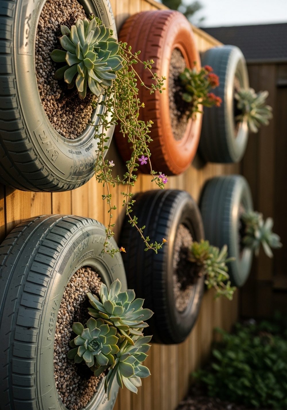 Hanging Tire Wall Garden