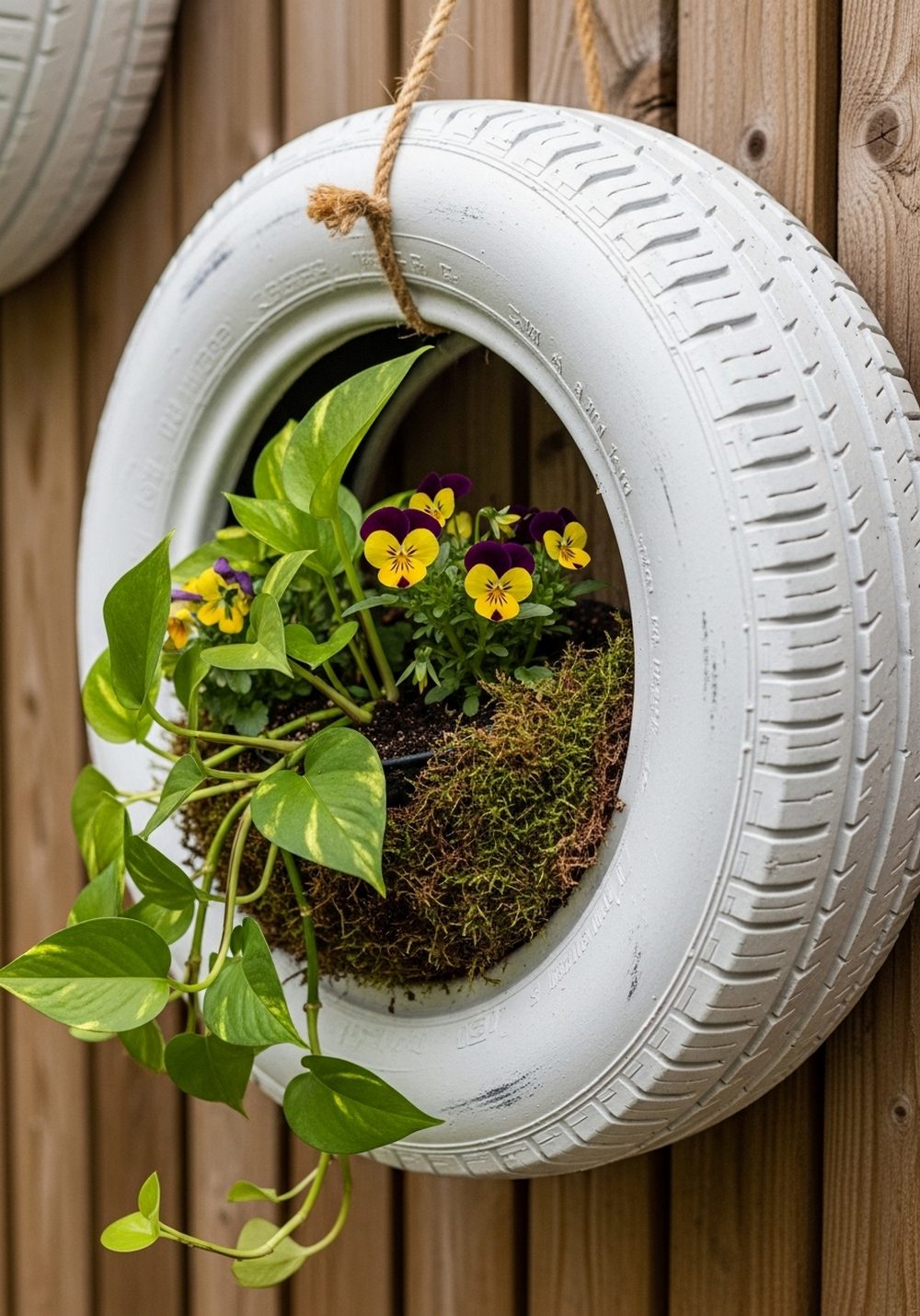 Hanging Tire Wall Planters