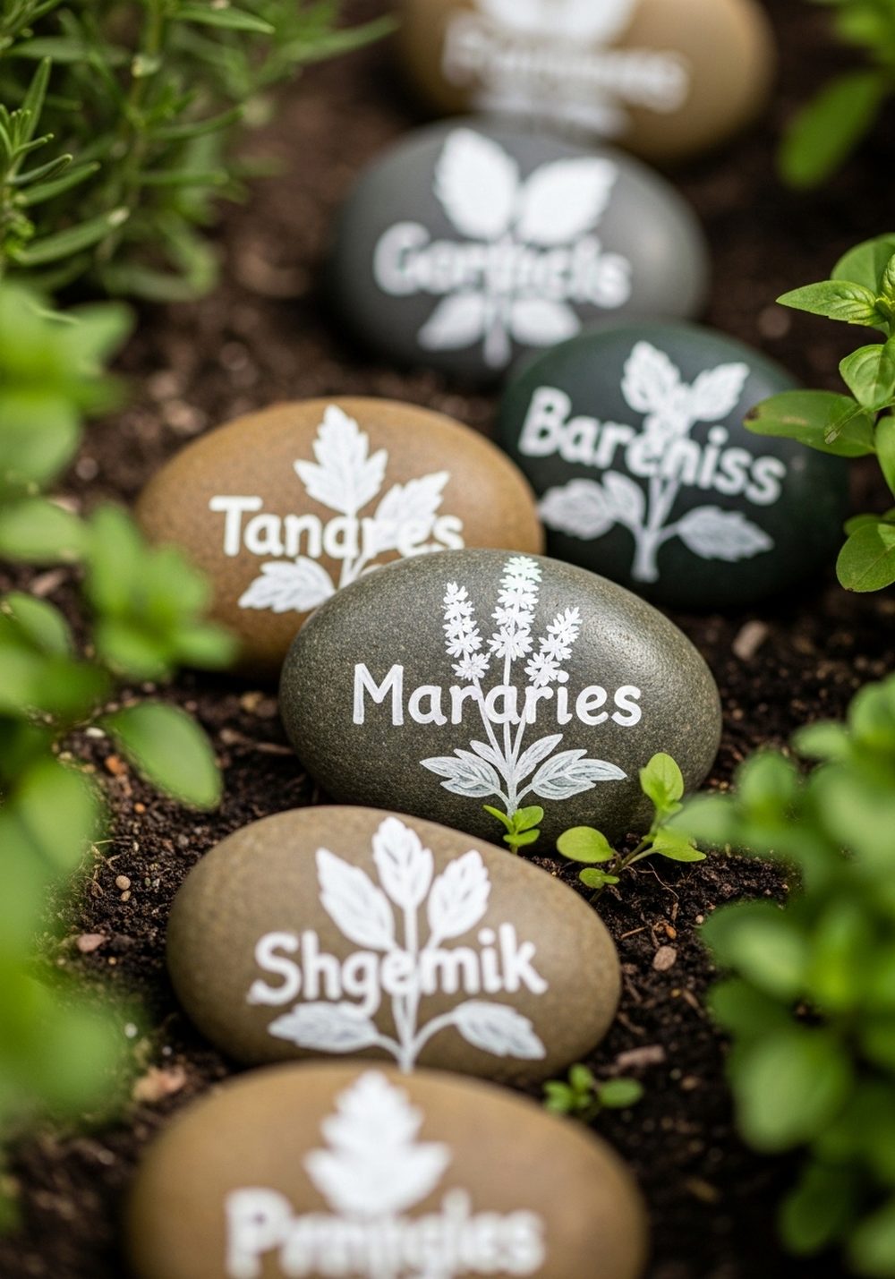 Herb Silhouette Rock Markers