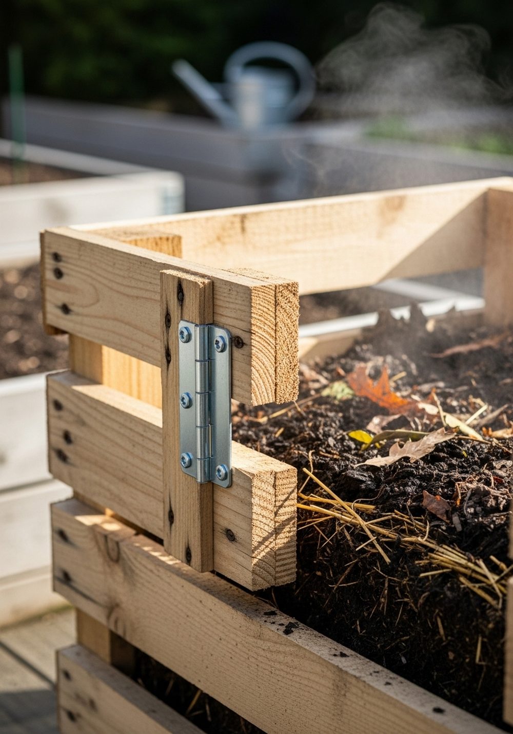 Hinged-Front Pallet Compost Bay