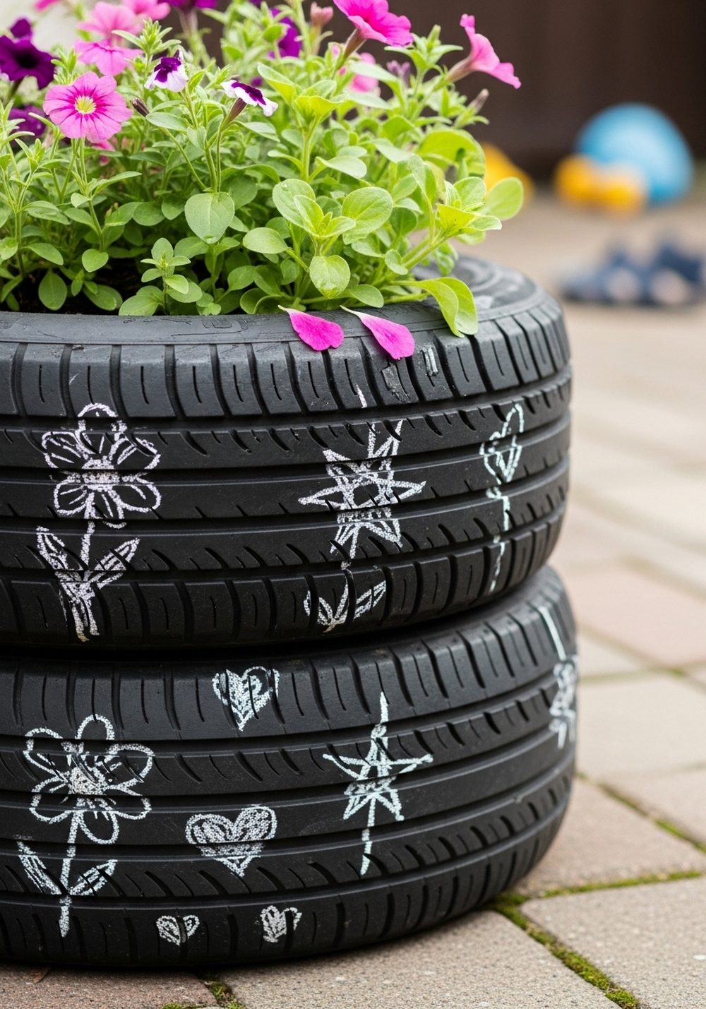 Kid-Friendly Chalkboard Tire Planter