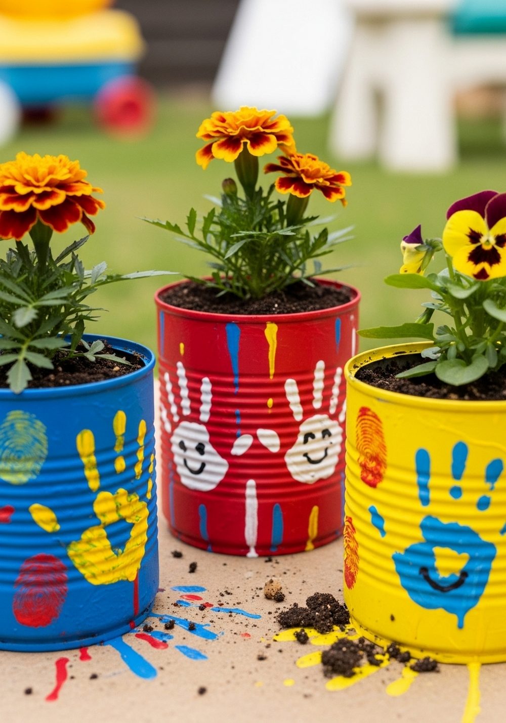 Kids’ Handprint Art Tin Cans
