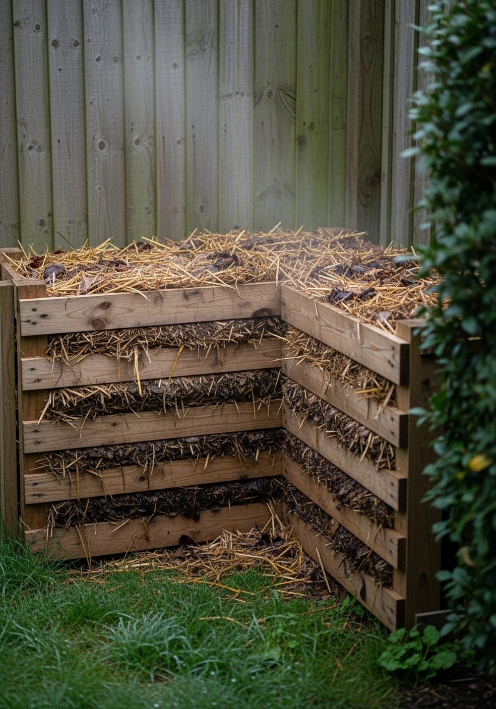 L-Shaped Pallet Compost Bin For Corners