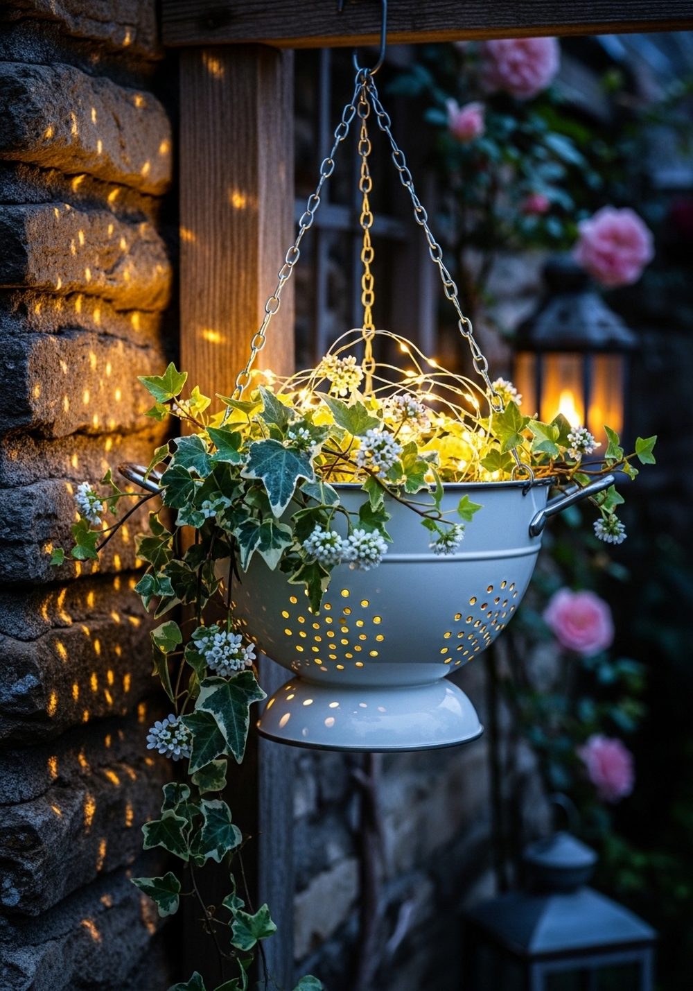 Lace-Pattern Colander Fairy Light Basket