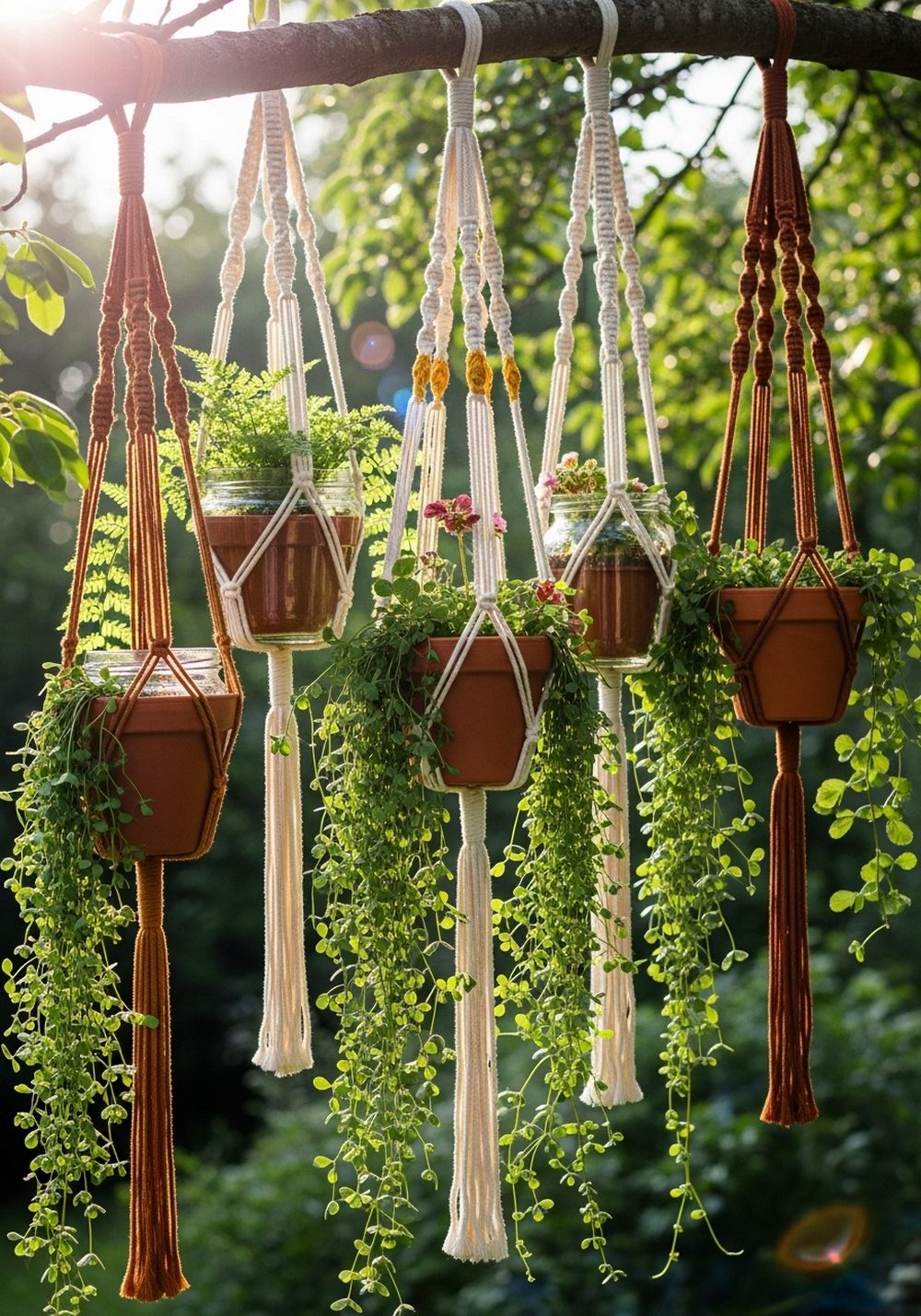 Macramé Plant Hangers In The Trees