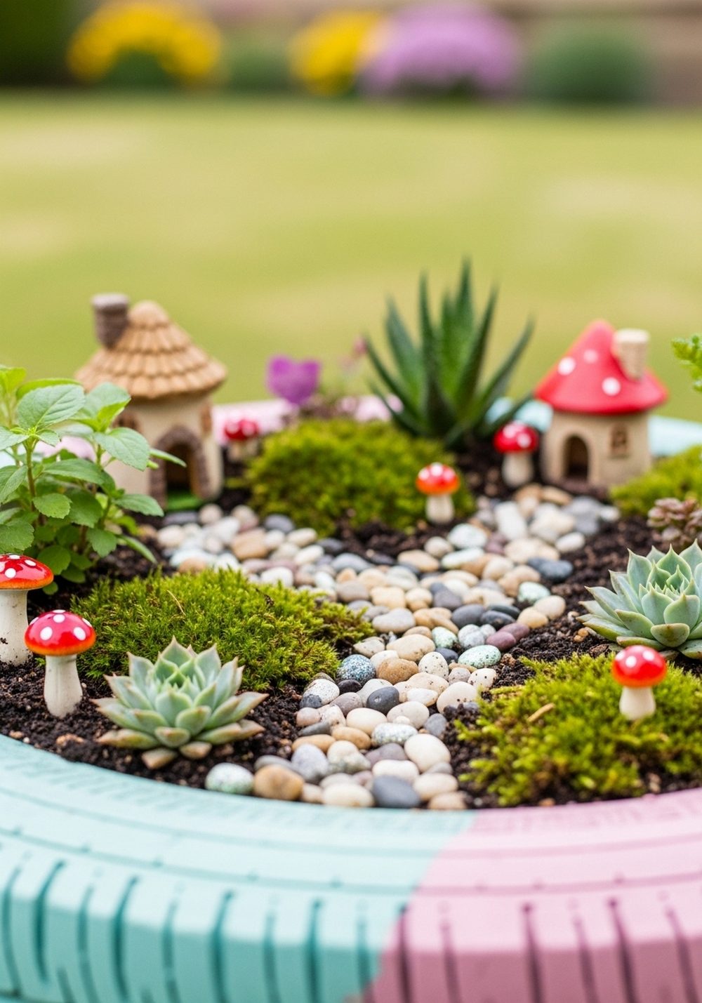 Magical Tire Fairy Gardens