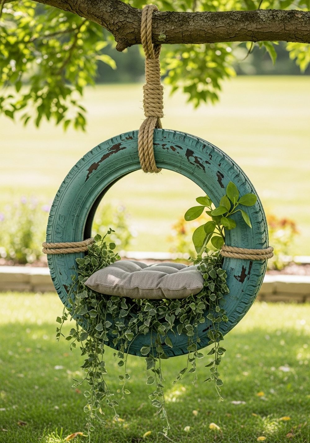 Make A Cozy Tire Swing Planter Seat