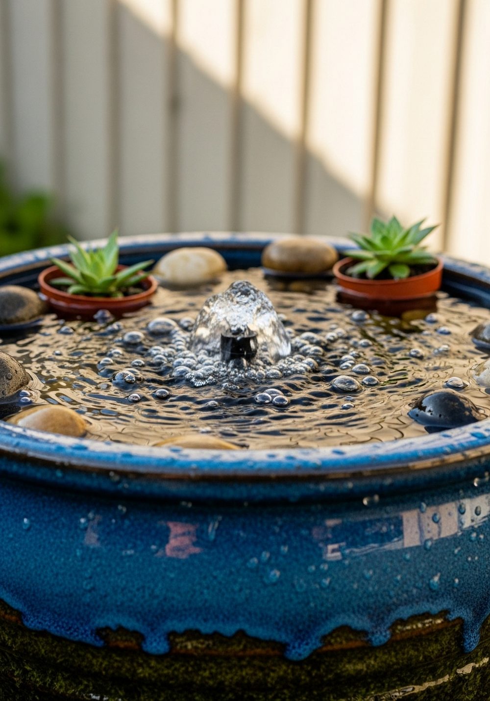 Make A Mini Fountain In A Glazed Planter