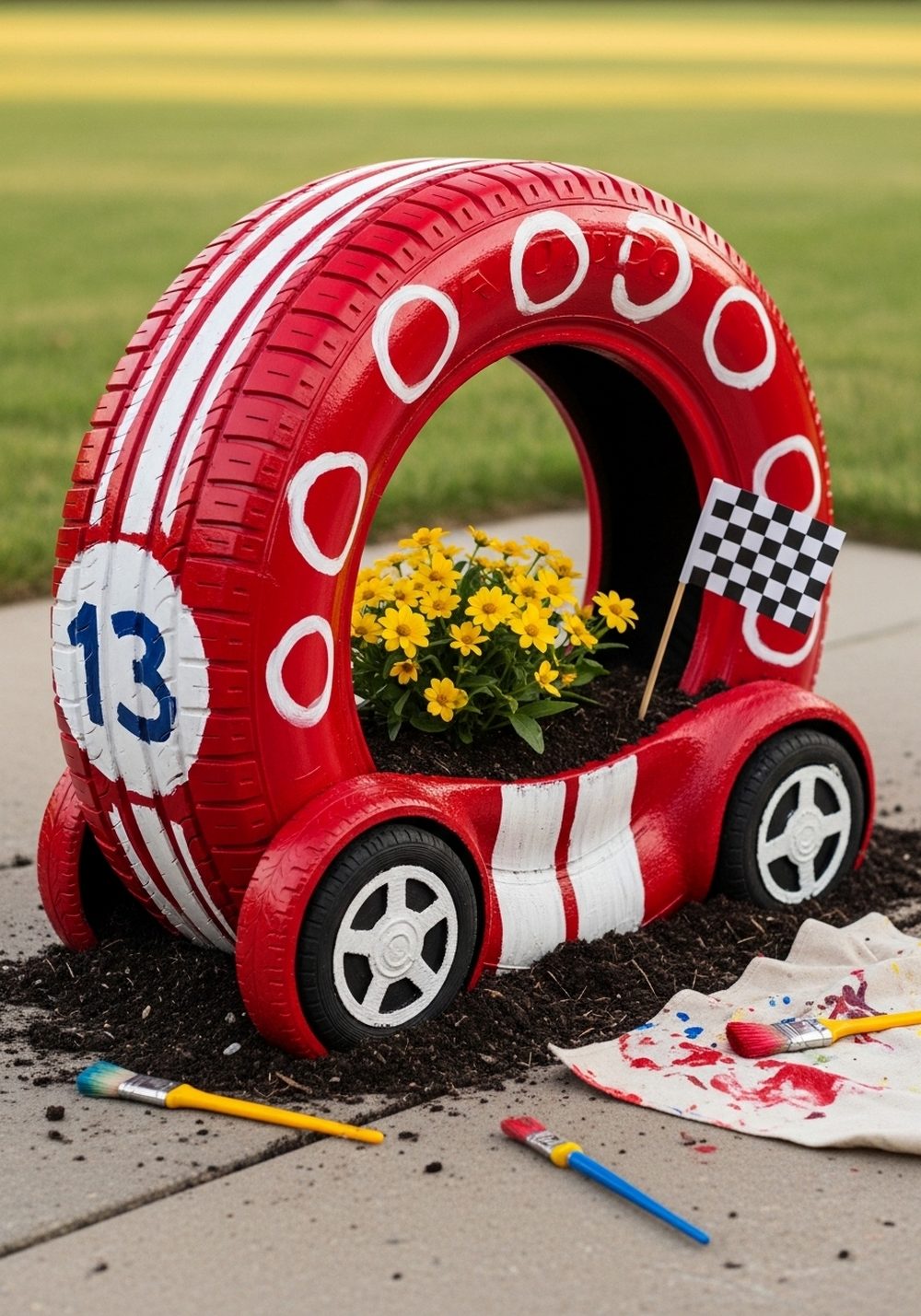 Make A Tire Race Car Planter
