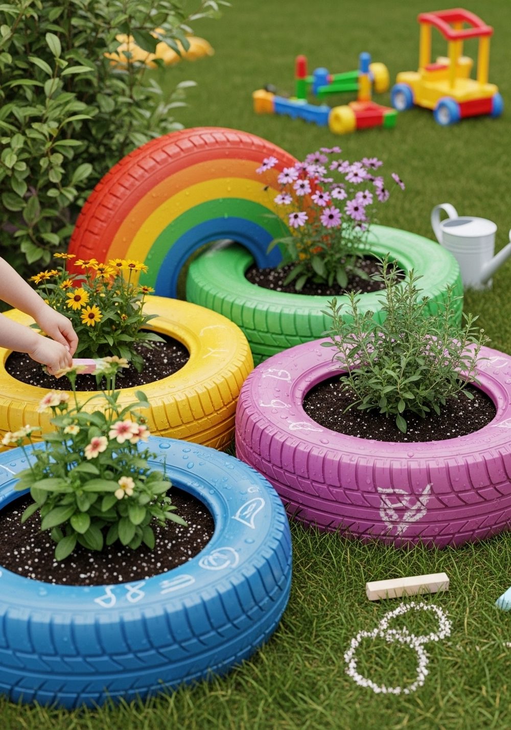 Make a Rainbow Tire Kid’s Play Garden