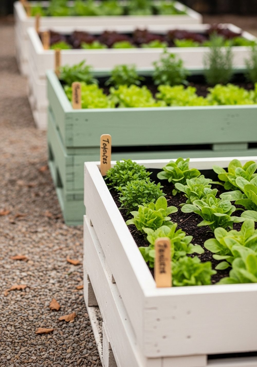 Matching Pallet Kitchen Garden Beds With Simple Labels