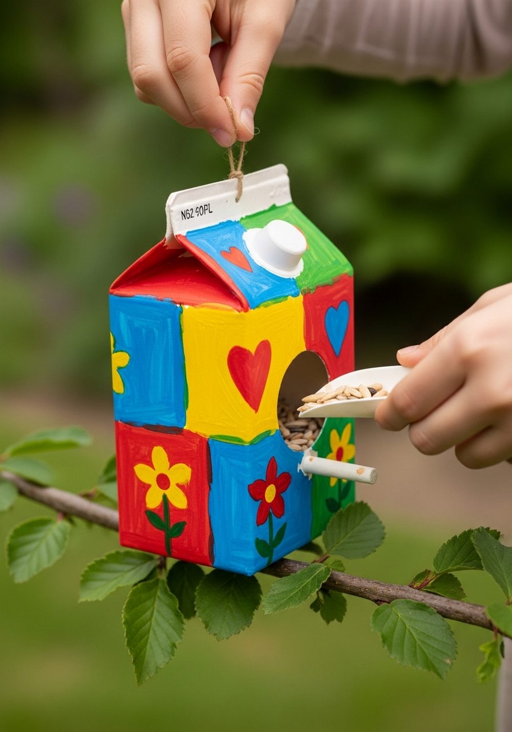Milk Carton Bird Feeders