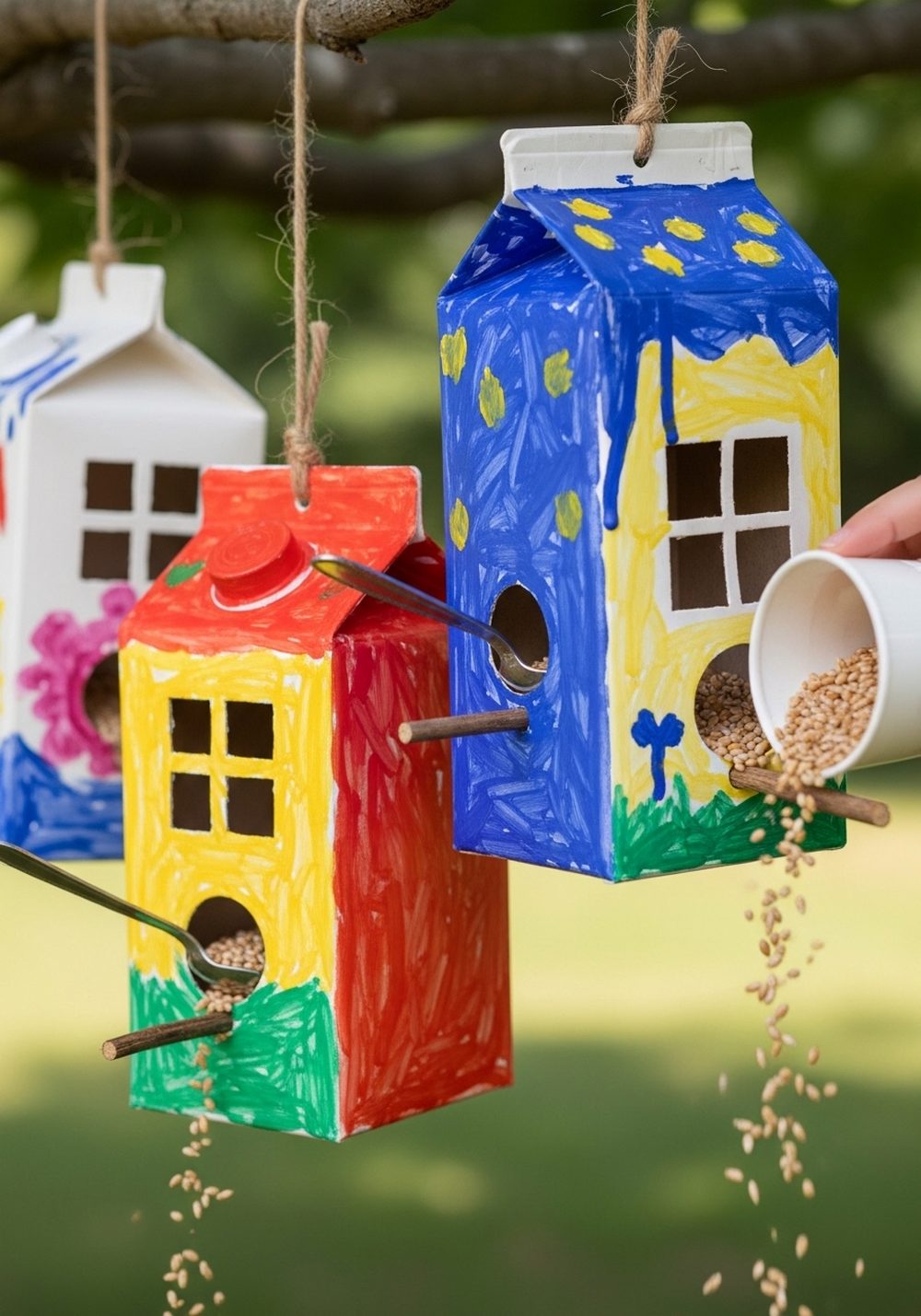 Milk Carton Bird Feeders