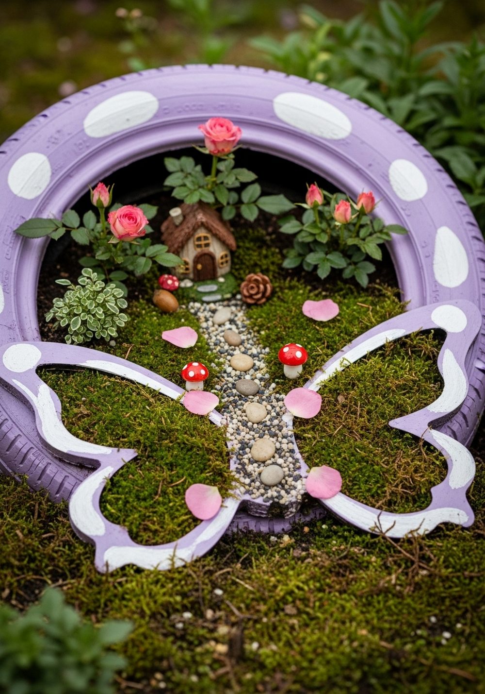 Mini Butterfly Fairy Garden Tire Bed