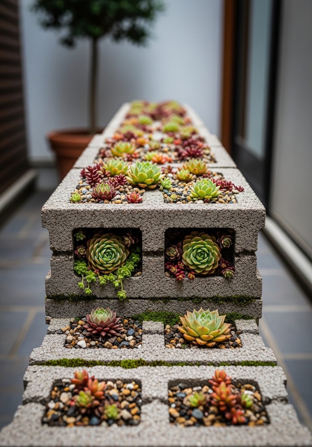 Mini Cinder Block Wall For Tiny Courtyards