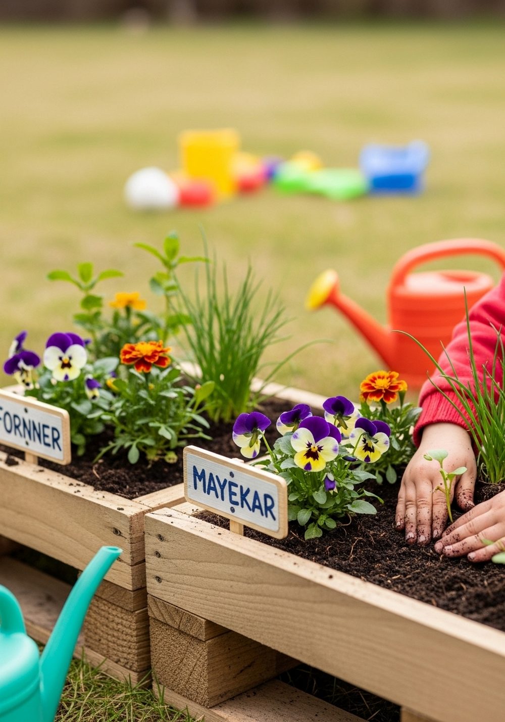 Mini Pallet Beds For Kids’ Herb And Flower Patches
