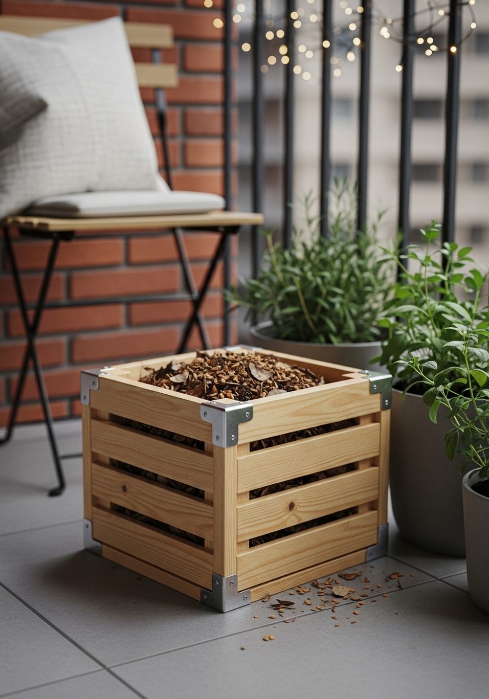 Mini Pallet Compost Bin for Balconies and Courtyards