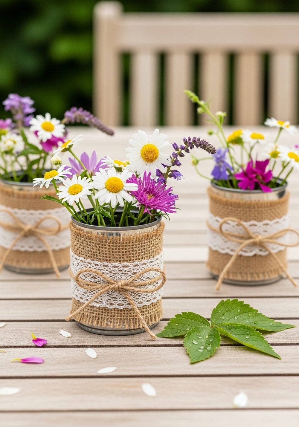 Mini Tin Can Centerpieces For Patio Tables