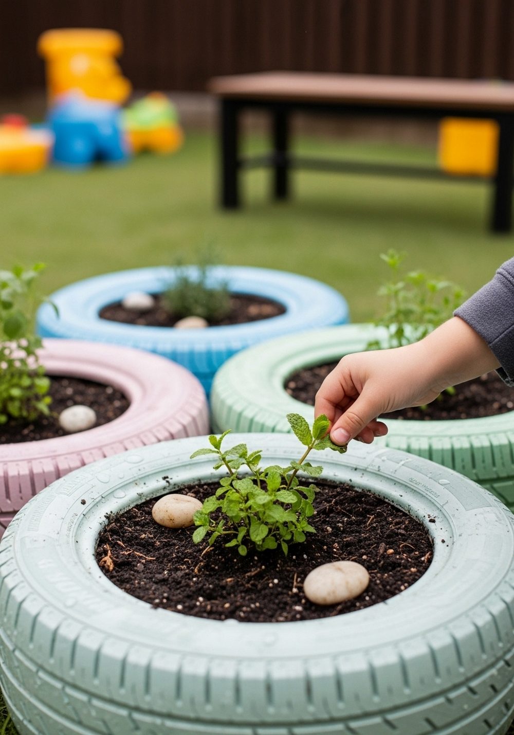 Mini Tire Herb Patch & Bug Spot