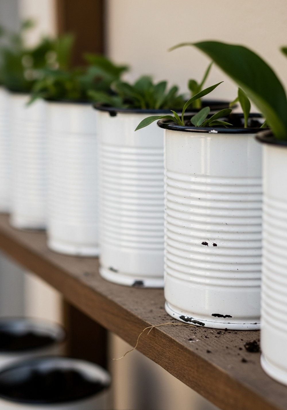 Minimalist Enamel-Style Tin Can Planters