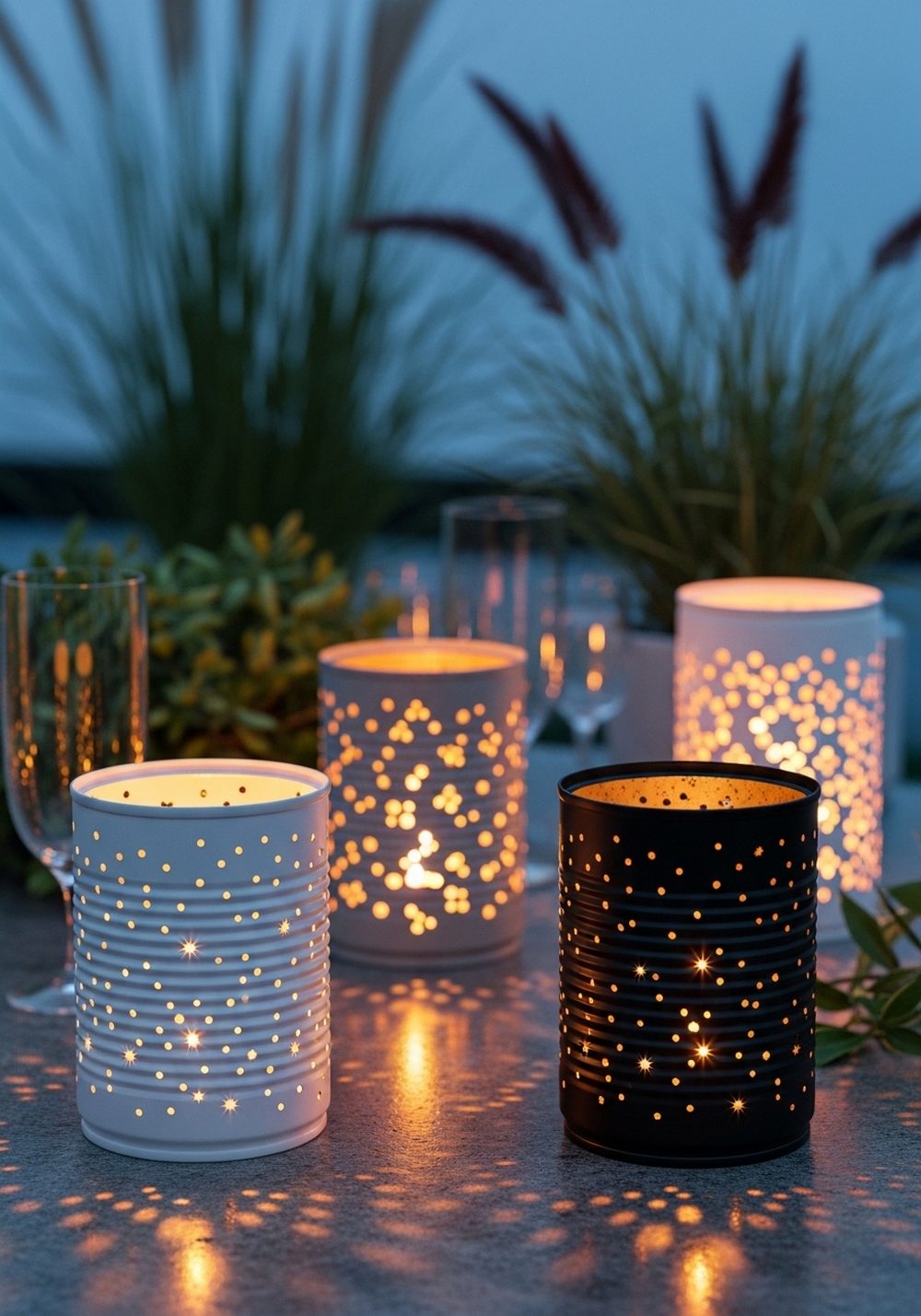 Minimalist Tin Can Lantern Cluster