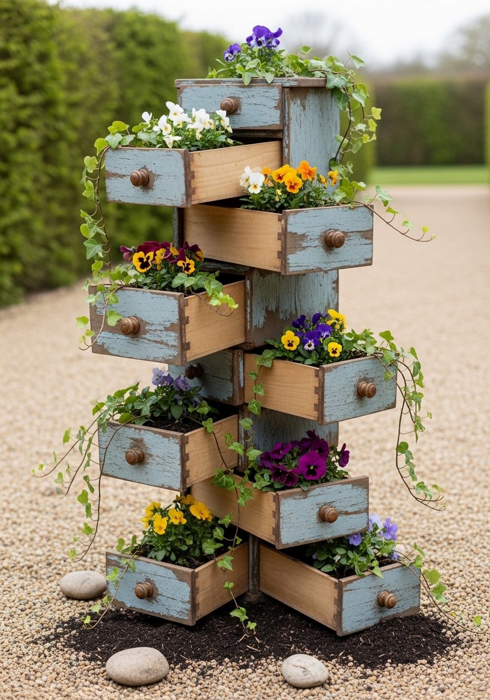 Mismatched Drawer Planter Tower