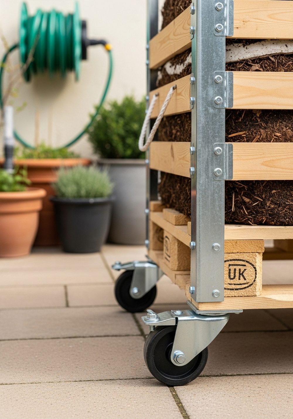 Mobile Pallet Compost Bin On Casters
