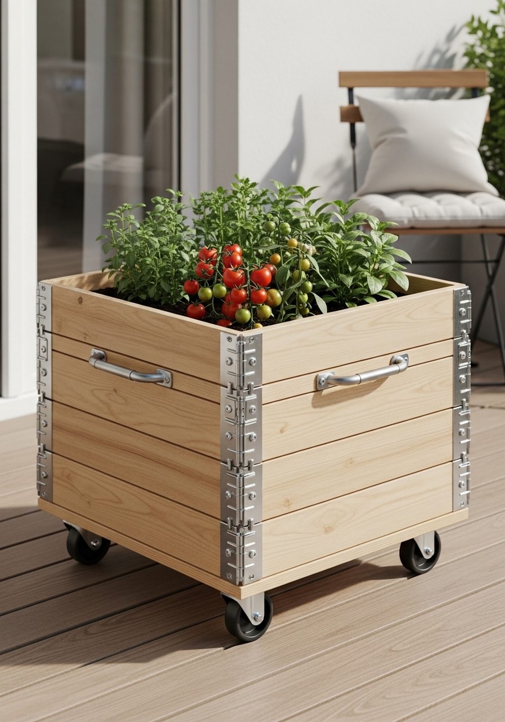 Mobile Pallet Raised Bed On Casters