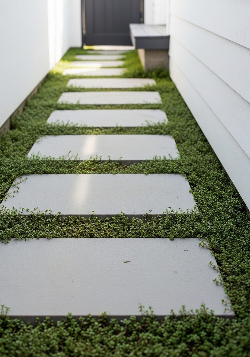 Modern Stone Steppers With Groundcovers