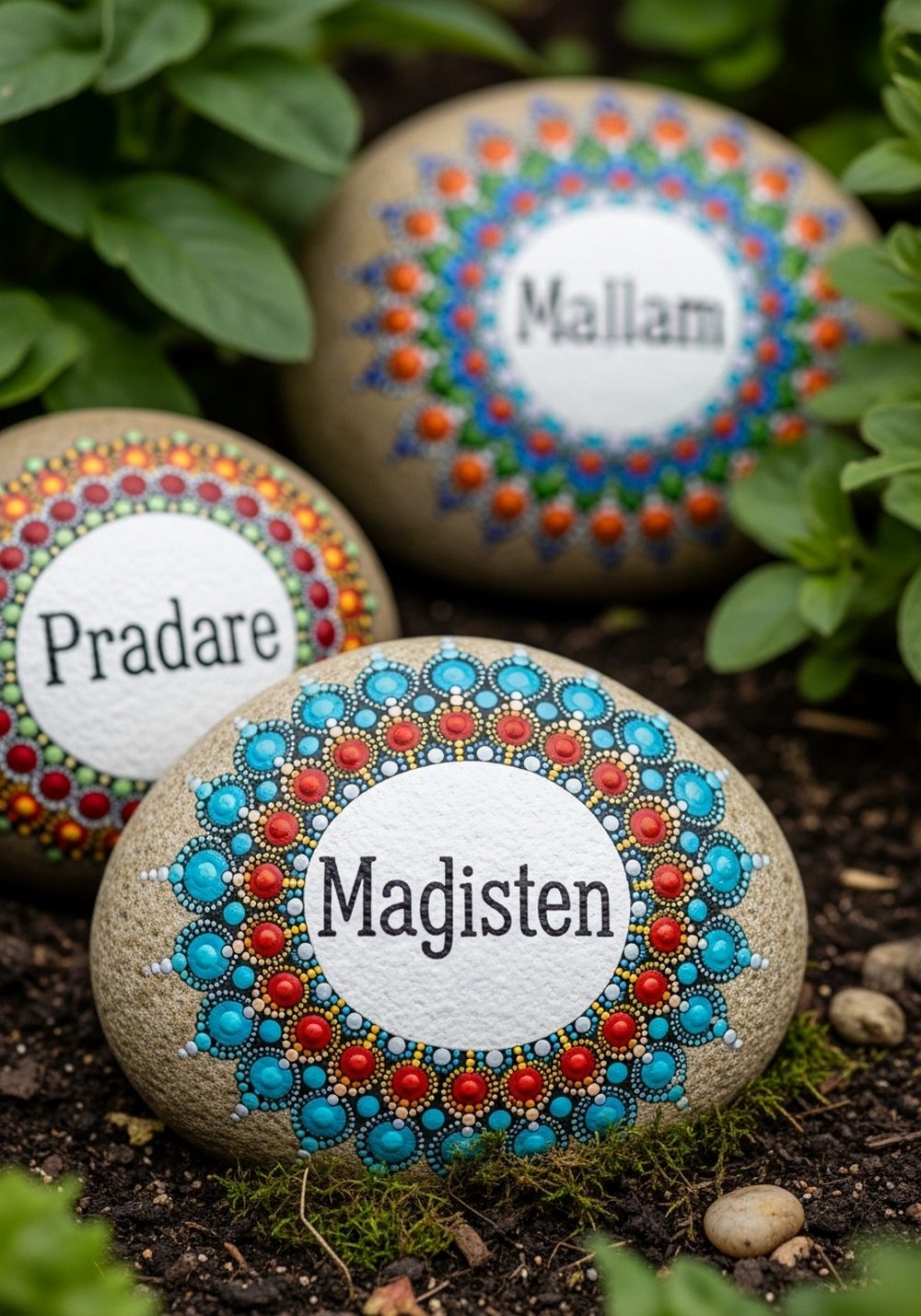 Mosaic Dot Mandala Rock Markers
