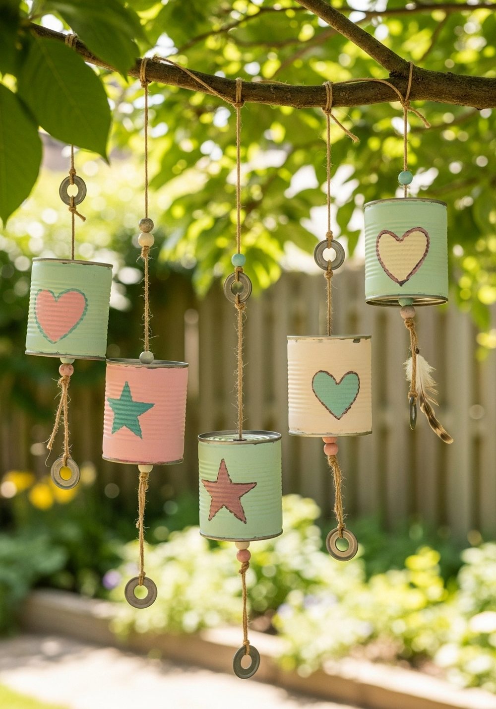 Musical Tin Can Wind Chime Garland