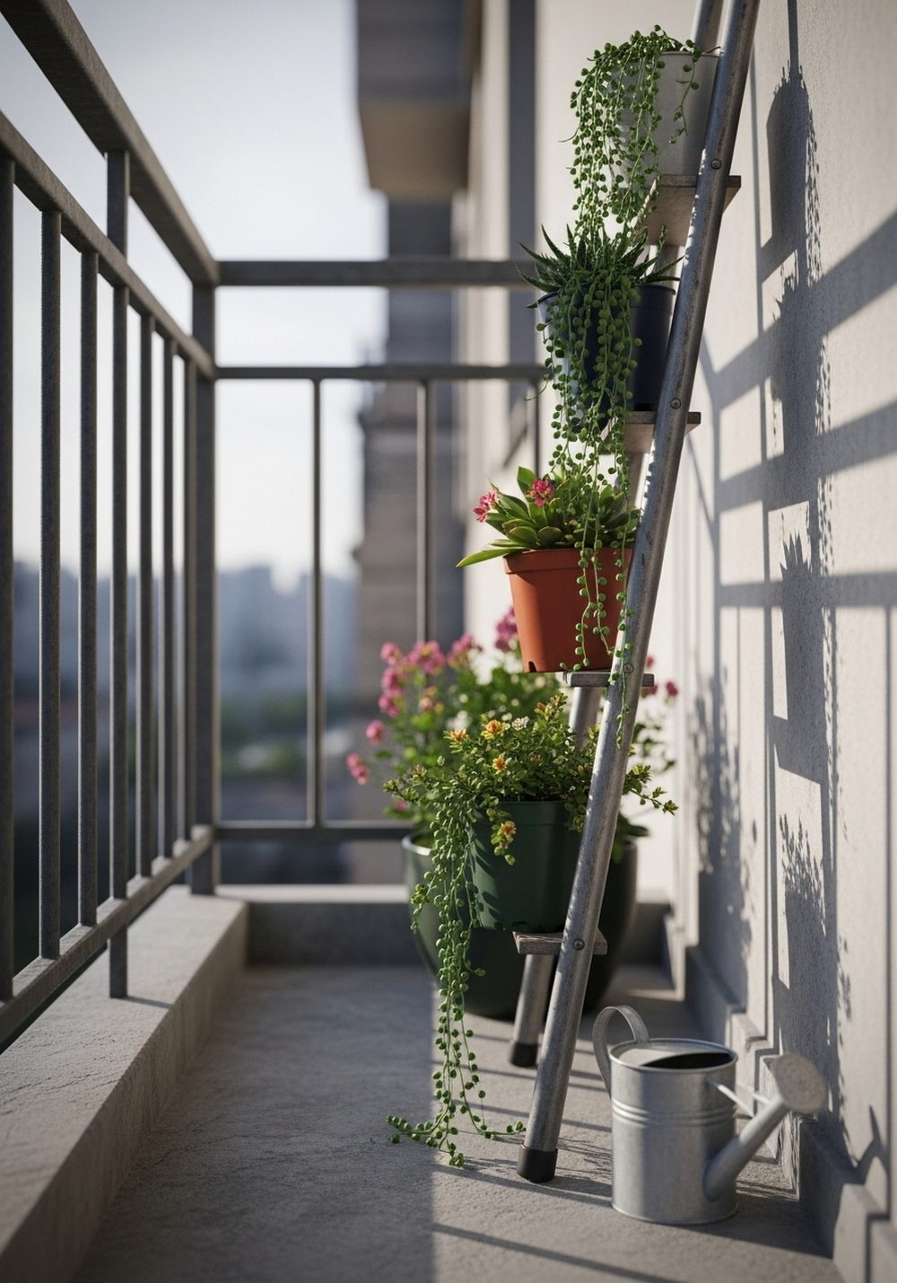 Narrow Balcony Corner Ladder Plant Stand