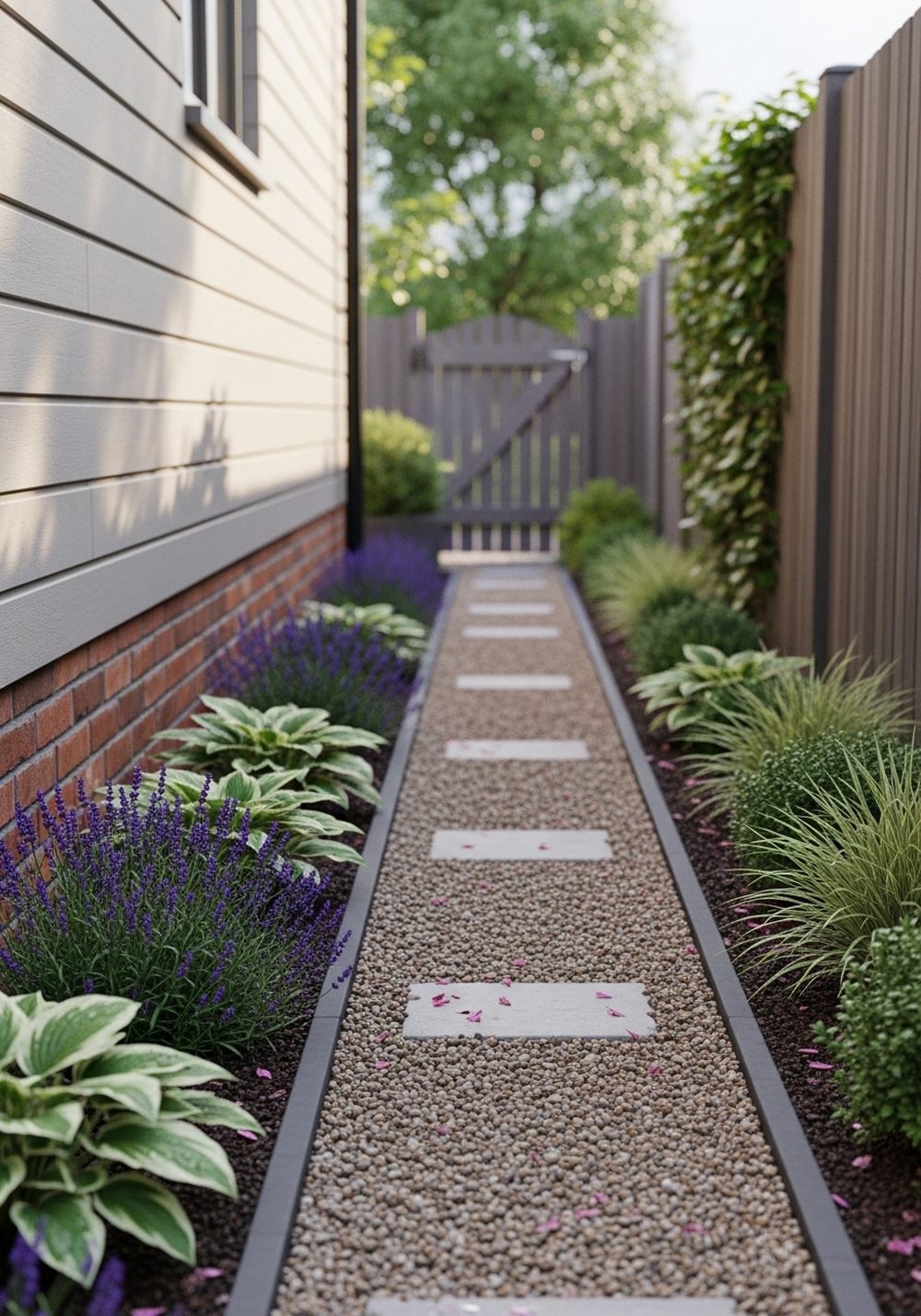 Narrow Gravel Path With Border Plants