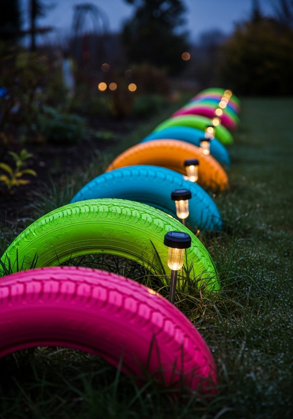 Neon Crayon Tire Edge To Light Up A Night Garden