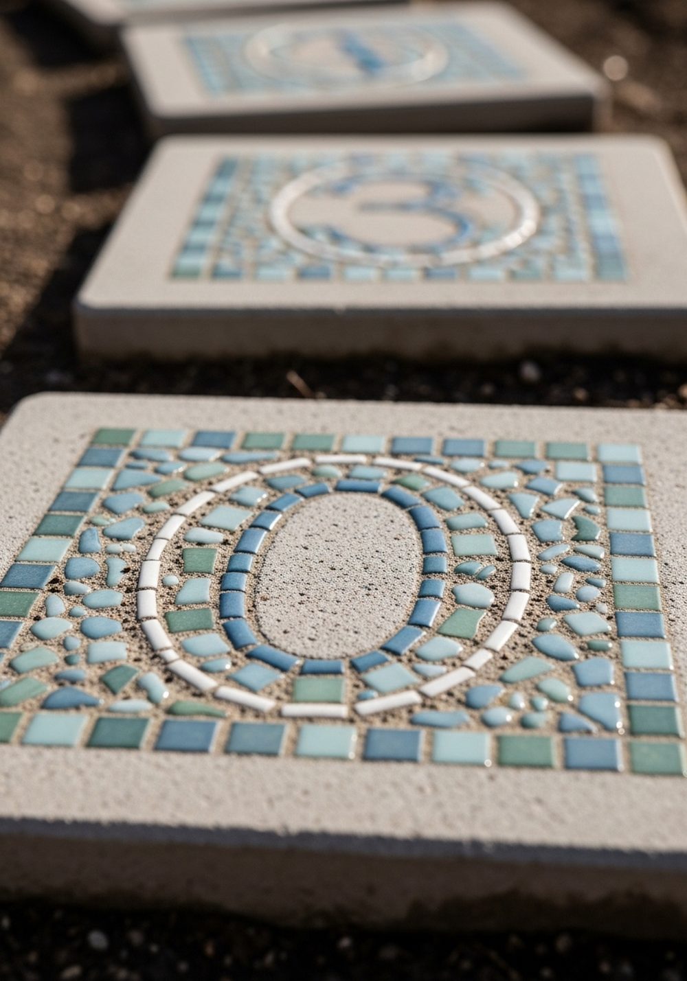 Numbered Garden Path Mosaic Stones