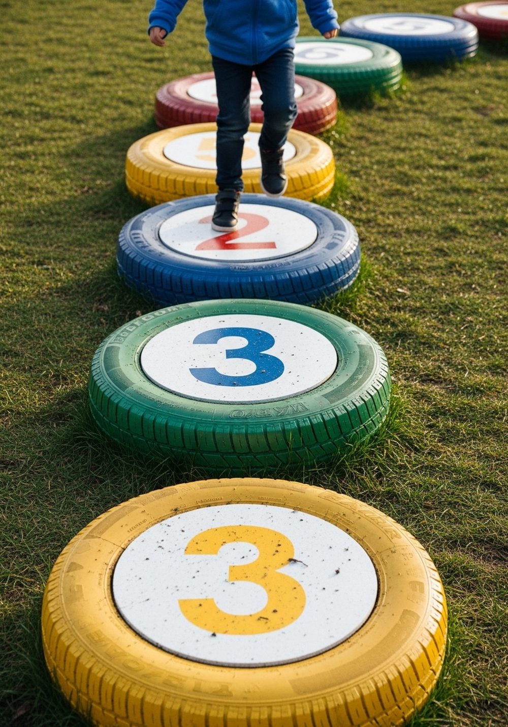 Numbered Tire Hop & Count Game