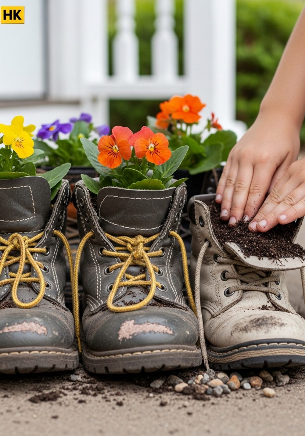 Old Boot Mini Flower Gardens