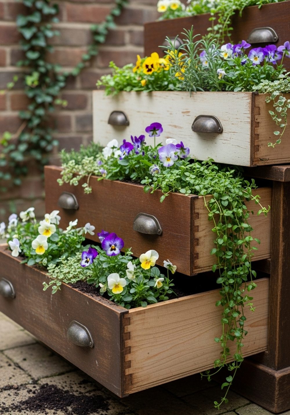 Old Drawer Step Planters