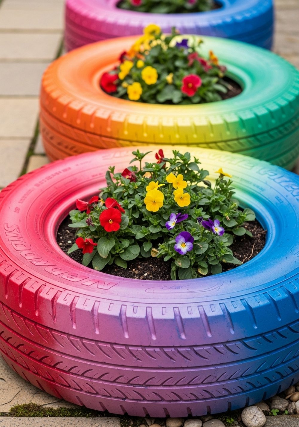 Ombre Rainbow Tire Ring Trio