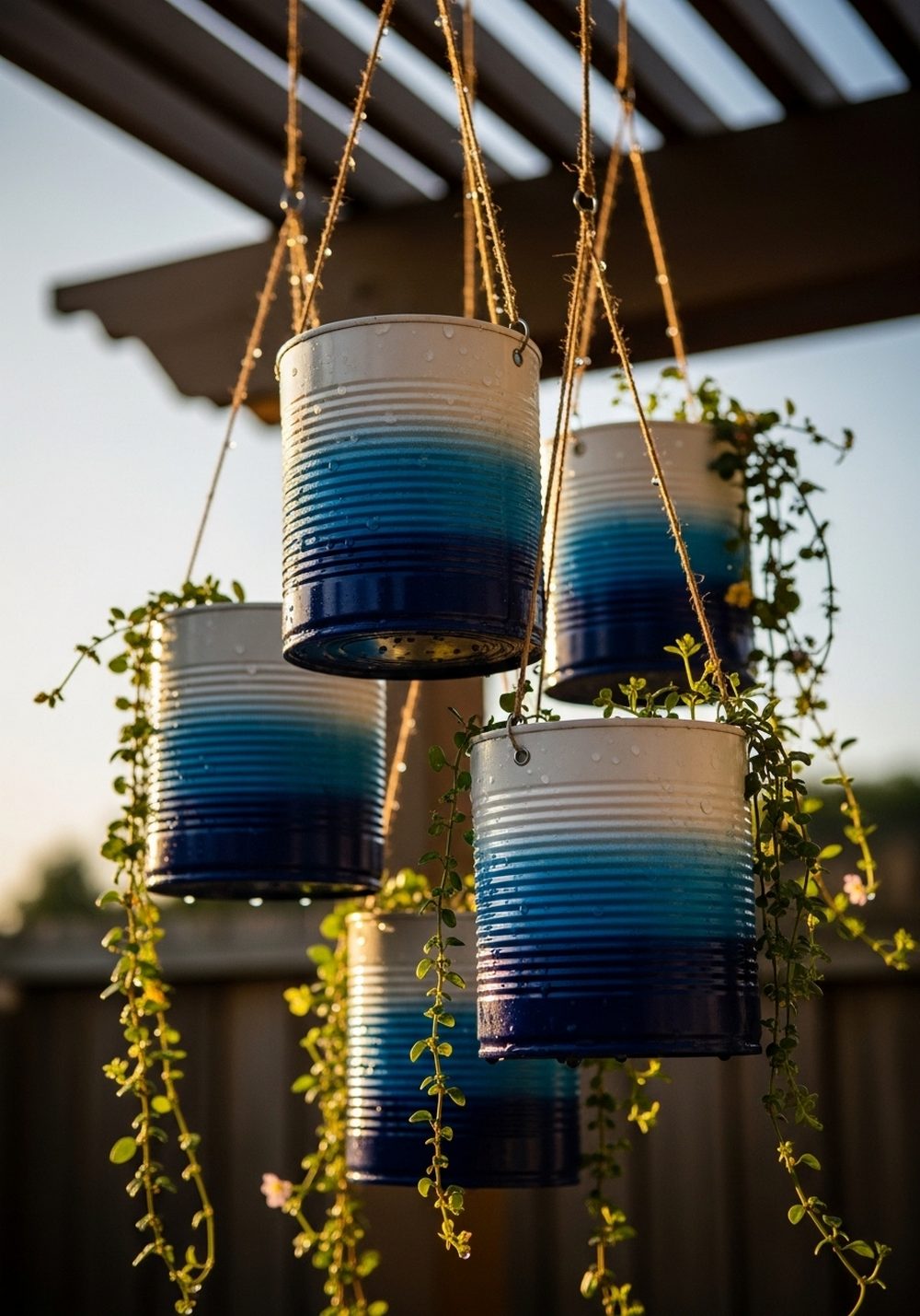 Ombre Tin Can Hanging Cluster