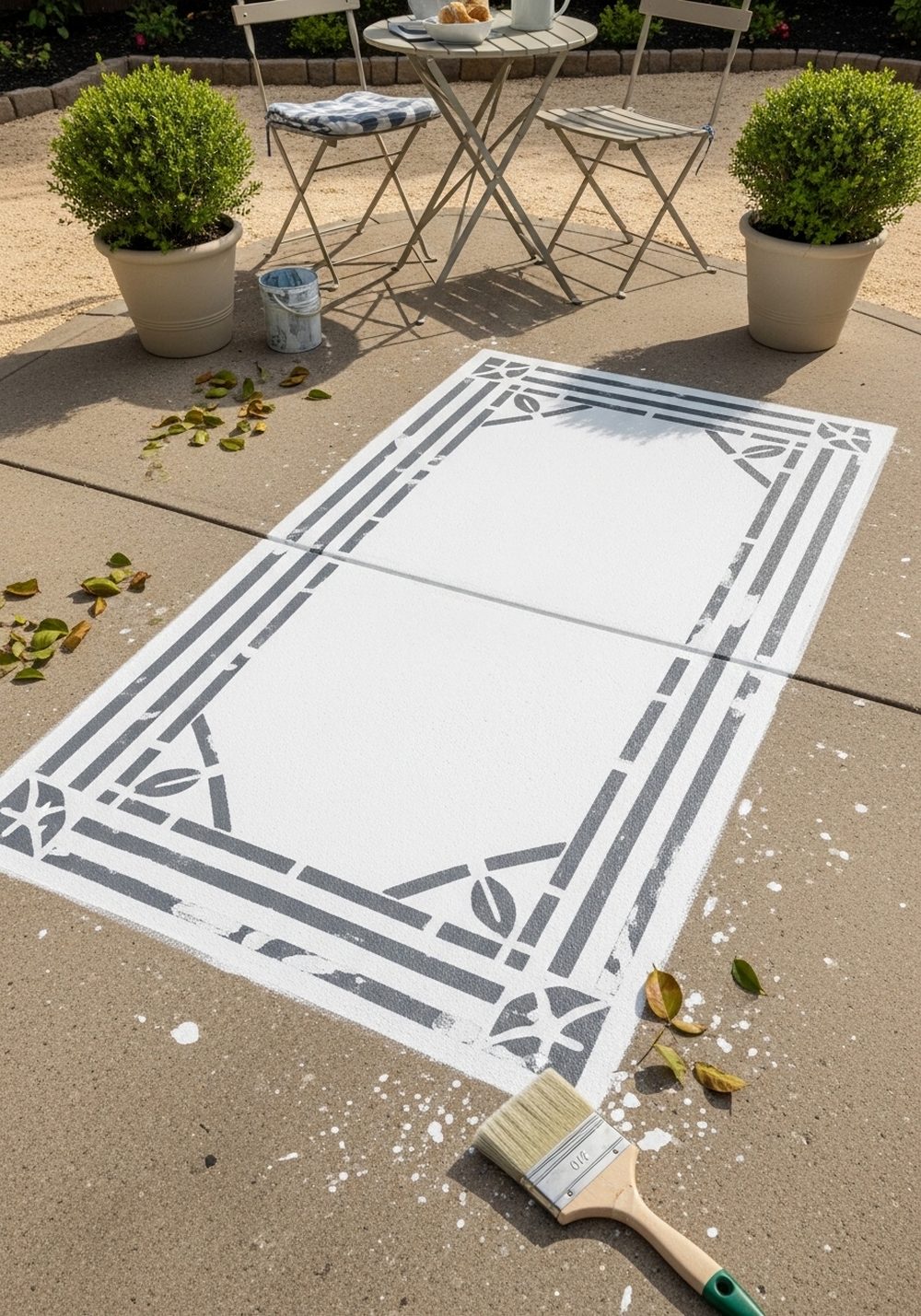 Paint A Faux Tile Outdoor Rug On Concrete