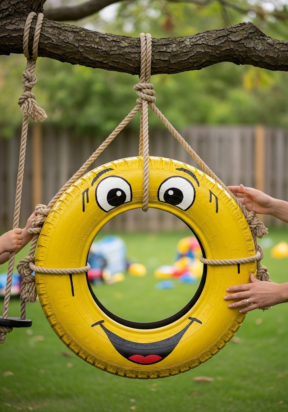 Paint A Happy Tire Swing Seat