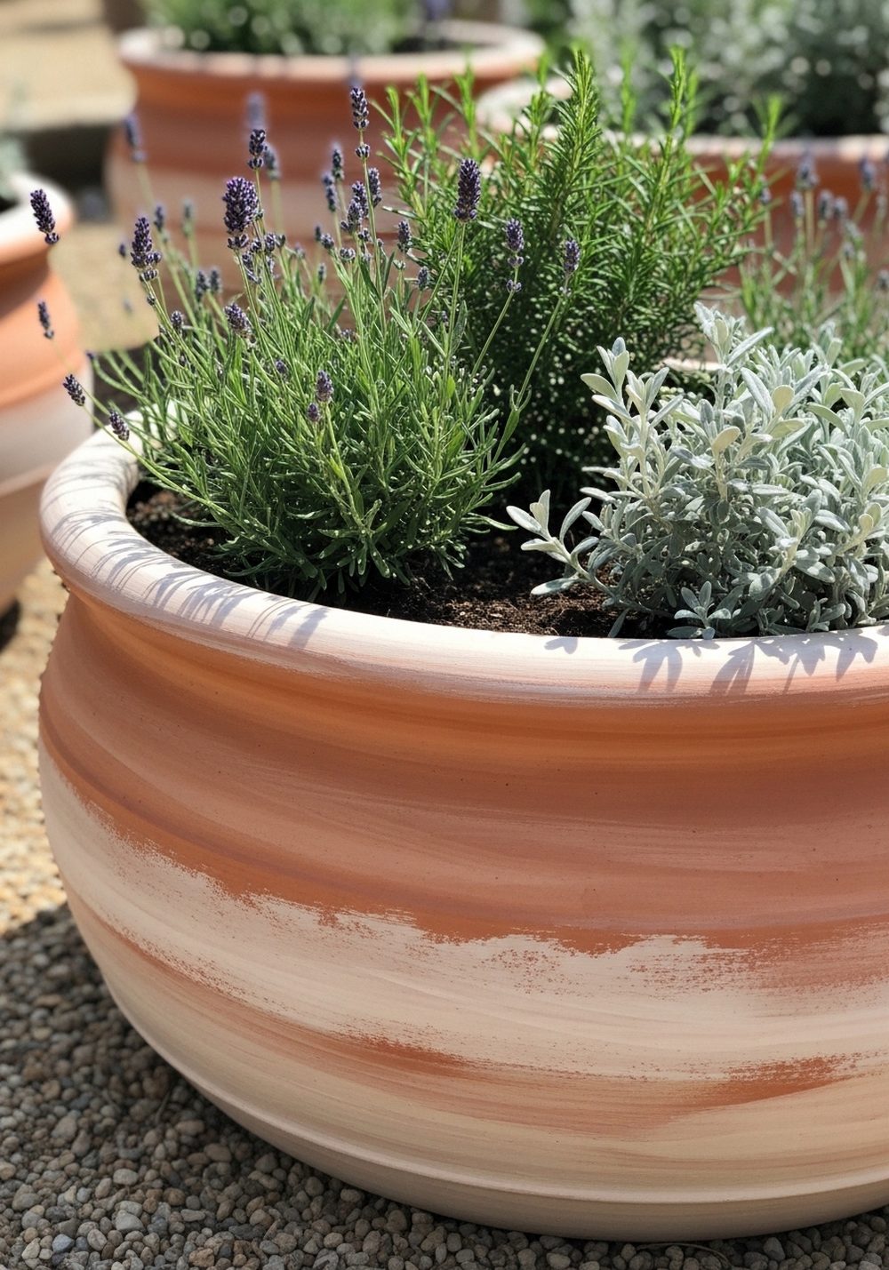 Paint Tires To Mimic Oversized Terracotta Pots