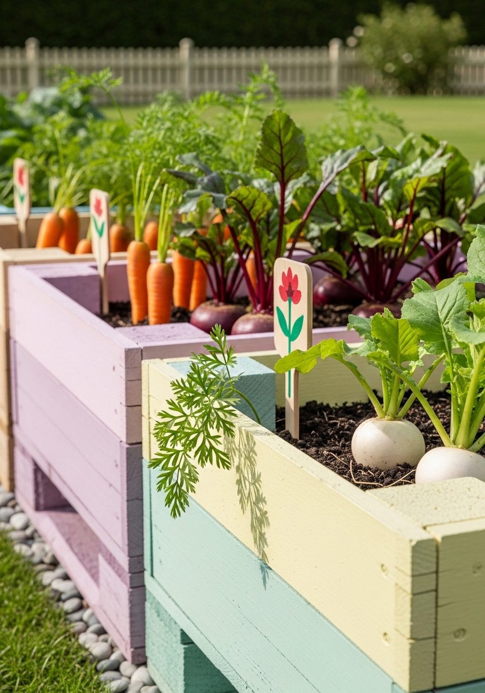 Painted Pallet Deep Root Bed Row