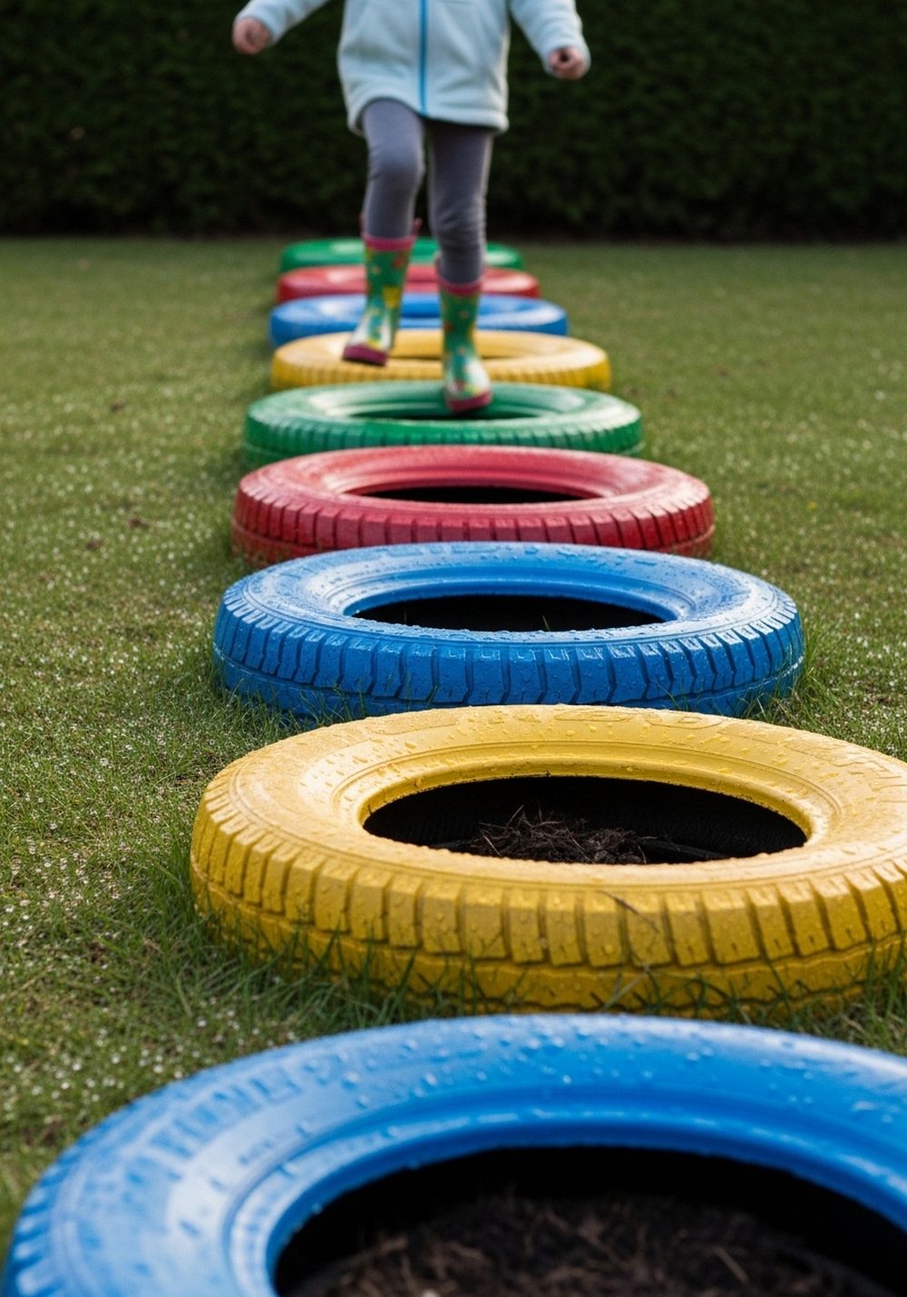 Painted Tire Stepping-Stone Path